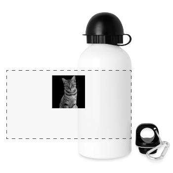Katze weiß-schwarz Katze schwarzweiß - Panorama Trinkflasche mit Deckel 500 ml - Weiß - Vorne