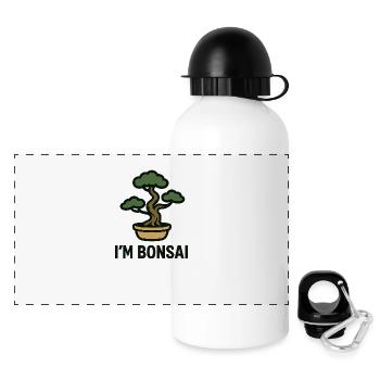 Bonsai Baum - Panorama Trinkflasche mit Deckel 500 ml - Weiß - Vorne