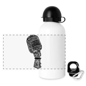 Tribal Old school Microphone - Panorama Trinkflasche mit Deckel 500 ml - Weiß - Vorne
