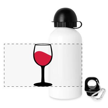 Weinglas, Wein - Panorama Trinkflasche mit Deckel 500 ml - Weiß - Vorne
