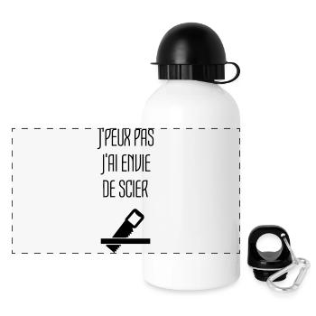 Humour Chier Scier Menuisier Menuiserie Bois - Gourde panoramique avec couvercle 500 ml - blanc - Devant