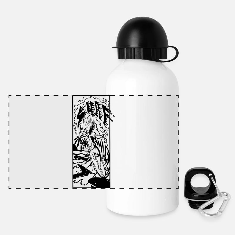 Brandung - Panorama Trinkflasche mit Deckel 500 ml - Weiß