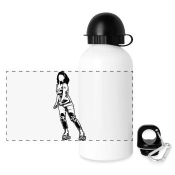 Rollschuhläufer Frau - Panorama Trinkflasche mit Deckel 500 ml - Weiß - Vorne