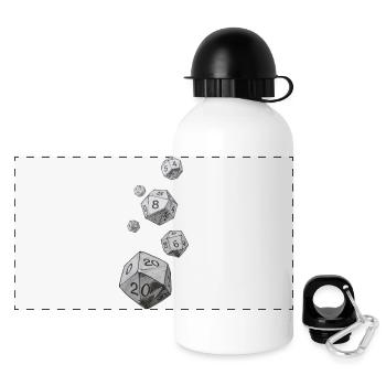 Black and White Role-Playing Dice – Falling Dice - Panoramic Thermal Bottle with Lid 500 ml - white - Front