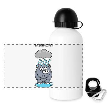 Rain Hippo Under Clouds - Panoramic Thermal Bottle with Lid 500 ml - white - Front