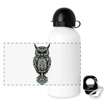 Keltische Eule - Panorama Trinkflasche mit Deckel 500 ml - Weiß - Vorne