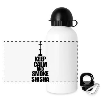 Keep Calm and Smoke Shisha Design - Panorama Trinkflasche mit Deckel 500 ml - Weiß - Vorne