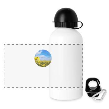 Rapsfeld mit Windrad - Panorama Trinkflasche mit Deckel 500 ml - Weiß - Vorne