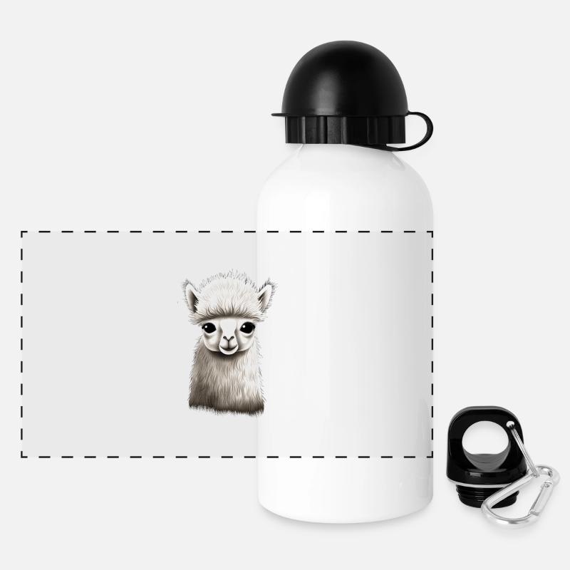 Alpaca fluffy and cute - Panoramic Thermal Bottle with Lid 500 ml - white