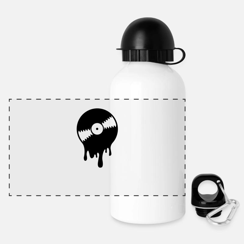 Melting Vinyl Record - Gourde panoramique avec couvercle 500 ml - blanc