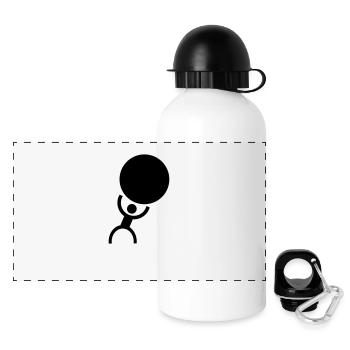 Starker Mann | Bodybuilding | Bodybuilder Gewichte - Panorama Trinkflasche mit Deckel 500 ml - Weiß - Vorne