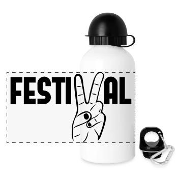 Fête de la musique concerts Festival paix - Gourde panoramique avec couvercle 500 ml - blanc - Devant