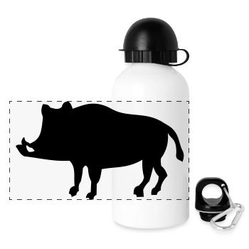 Schatten Wildschwein - 1 Farb Vektor - Panorama Trinkflasche mit Deckel 500 ml - Weiß - Vorne