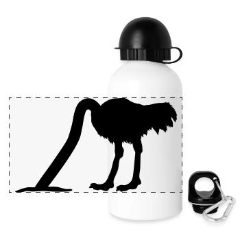 strauss_kopf_in_sand_t1 - Panorama Trinkflasche mit Deckel 500 ml - Weiß - Vorne