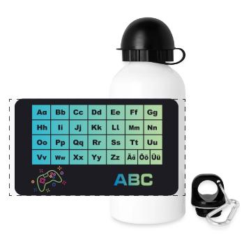 Spielecontroller - ABC Alphabet - Panorama Trinkflasche mit Deckel 500 ml - Weiß - Vorne