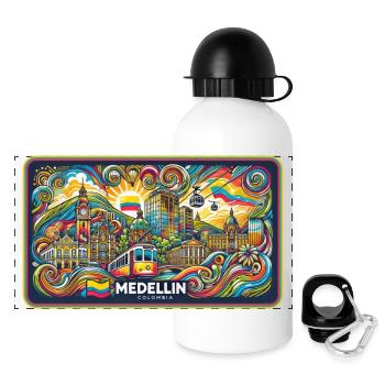 Medellin Kolumbien Stadt Design - Panorama Trinkflasche mit Deckel 500 ml - Weiß - Vorne