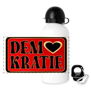 DEMOKRATIE HALTUNG WÄHLEN - Panorama Trinkflasche mit Deckel 500 ml - Weiß - Vorne