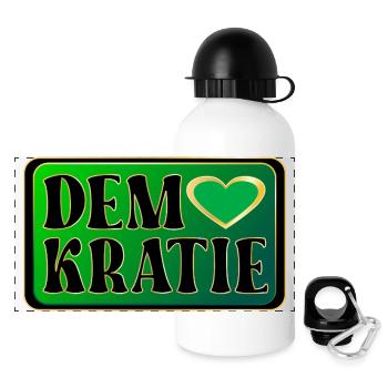 HALTUNG HERZ DEMOKRATIE - Panorama Trinkflasche mit Deckel 500 ml - Weiß - Vorne