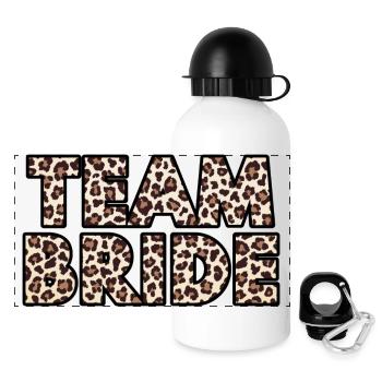 Team Braut Leopard - Panorama Trinkflasche mit Deckel 500 ml - Weiß - Vorne