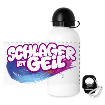 Schlager ist geil Neon Pinsel Pink Schlagermusik - Panoramic Thermal Bottle with Lid 500 ml - white - Front