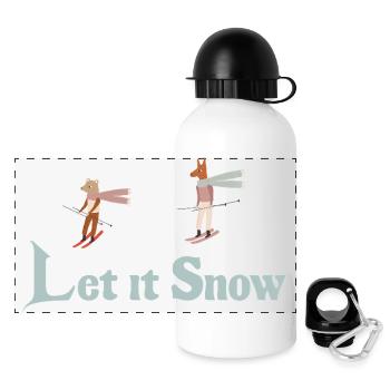 Let It Snow Winter Illustration - Panoramic Thermal Bottle with Lid 500 ml - white - Front