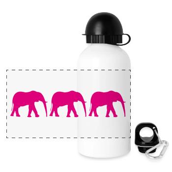 Rosa Elefanten in einem sich wiederholenden Muster - Panorama Trinkflasche mit Deckel 500 ml - Weiß - Vorne