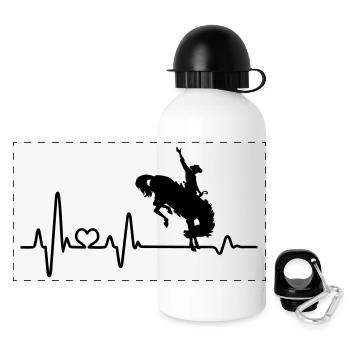 Western riding western rider rodeo horse heartbeat - Panoramic Thermal Bottle with Lid 500 ml - white - Front