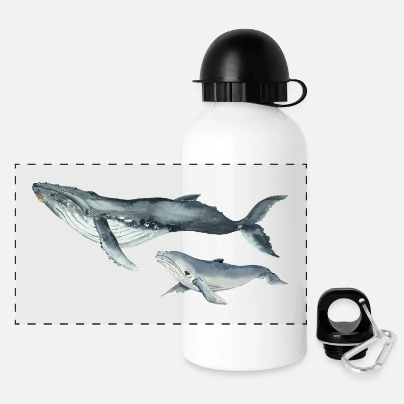 Whales - Panoramic Thermal Bottle with Lid 500 ml - white