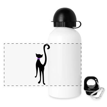 retro cat silhouette by Patjila - Panoramic Thermal Bottle with Lid 500 ml - white - Front
