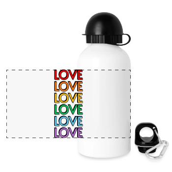Amour 6 couleurs arc-en-ciel gay pride - Gourde panoramique avec couvercle 500 ml - blanc - Devant