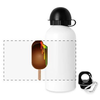 Schokoladen-Eis am Stiel mit Regenbogenfüllung - Panorama Trinkflasche mit Deckel 500 ml - Weiß - Vorne