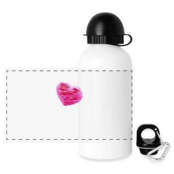 HERZ. HERZ. HEILIGER VALENTINSTAG. LIEBE. LIEBE. WEIHNACHTEN - Panorama Trinkflasche mit Deckel 500 ml - Weiß - Vorne