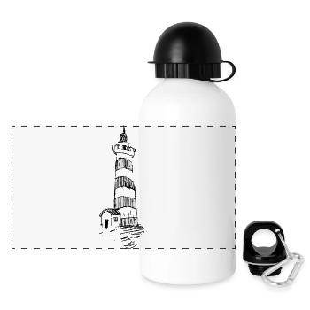 Phare sur la colline - Gourde panoramique avec couvercle 500 ml - blanc - Devant