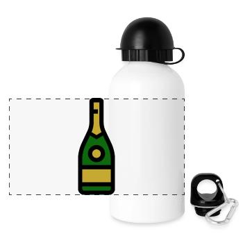 Champangner glass, sparkling wine, glass - Panoramic Thermal Bottle with Lid 500 ml - white - Front