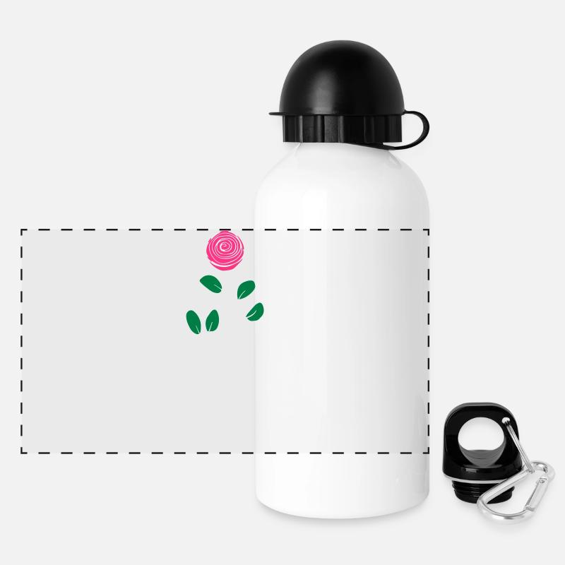 Rose - Panorama Trinkflasche mit Deckel 500 ml - Weiß