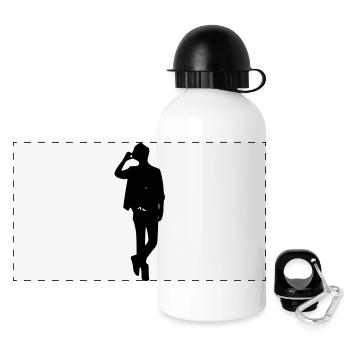 Junge Modell Silhouette - Panorama Trinkflasche mit Deckel 500 ml - Weiß - Vorne