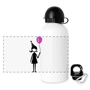 Birthday Balloon Girl Child - Panoramic Thermal Bottle with Lid 500 ml - white - Front