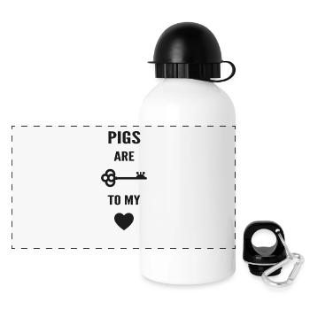 Pigs are the key to my heart - Gourde panoramique avec couvercle 500 ml - blanc - Devant