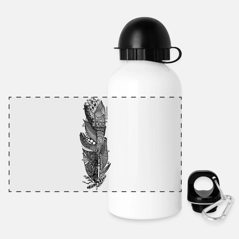 Feder - Panorama Trinkflasche mit Deckel 500 ml - Weiß