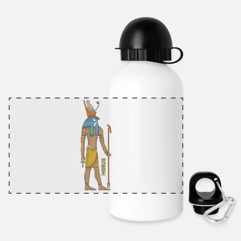 Horus Egyptian God Warrior - Panoramic Thermal Bottle with Lid 500 ml - white