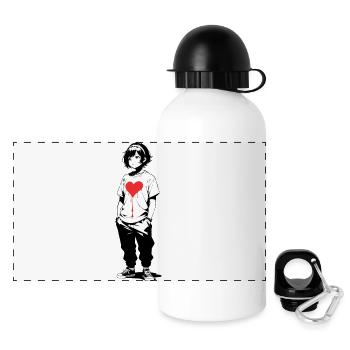 Street Art Fille 23250 - Gourde panoramique avec couvercle 500 ml - blanc - Devant