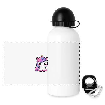 Pastel Unicorn Cutie Adventure Kawaii-Stil - Panorama Trinkflasche mit Deckel 500 ml - Weiß - Vorne