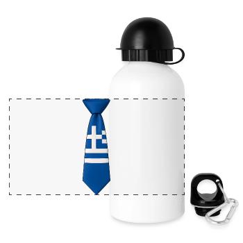 Greece Tie – Flag Design - Panoramic Thermal Bottle with Lid 500 ml - white - Front