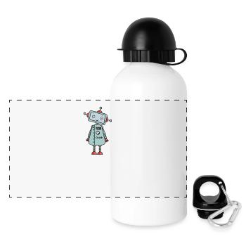 Super süß Roboter - Panorama Trinkflasche mit Deckel 500 ml - Weiß - Vorne