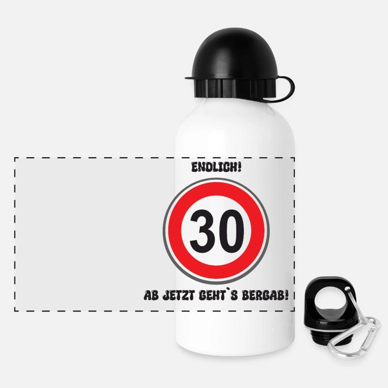 30e anniversaire – À partir de maintenant, c’est en train de se dégrader ! - Gourde panoramique avec couvercle 500 ml - blanc