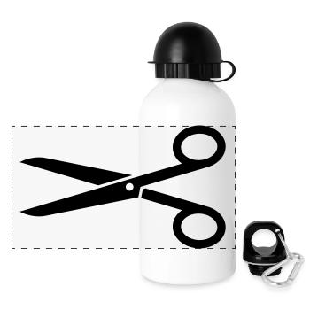 Schere - Panorama Trinkflasche mit Deckel 500 ml - Weiß - Vorne