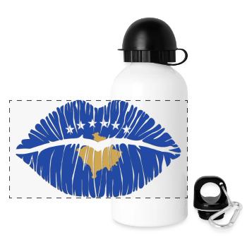 Kuss Kosovo - Panorama Trinkflasche mit Deckel 500 ml - Weiß - Vorne