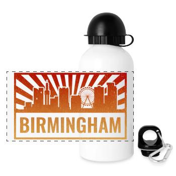 Birmingham Skyline Sonnenstrahlen - Panorama Trinkflasche mit Deckel 500 ml - Weiß - Vorne