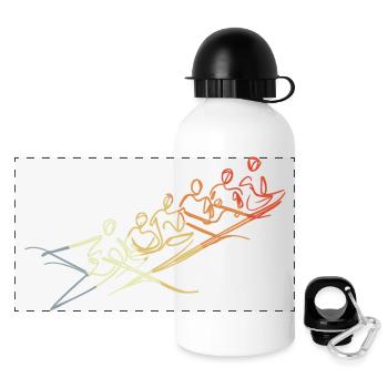 Ruderteam Zeichnung - Panorama Trinkflasche mit Deckel 500 ml - Weiß - Vorne
