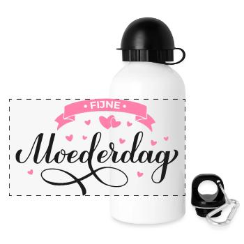 Fijne Moederdag Motief - Panoramic Thermal Bottle with Lid 500 ml - white - Front